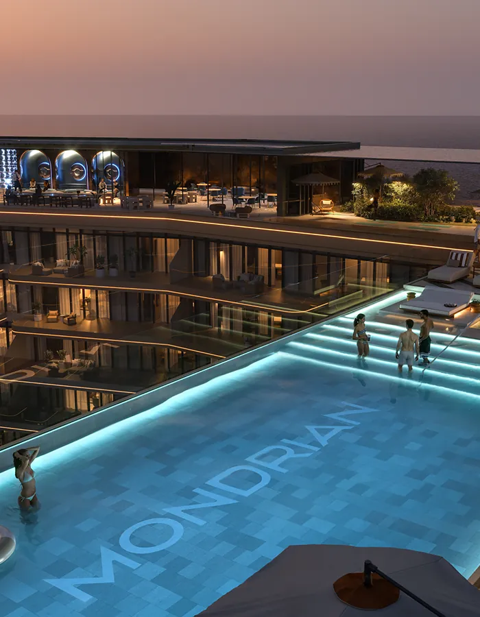 Rooftop infinity pool at sunset