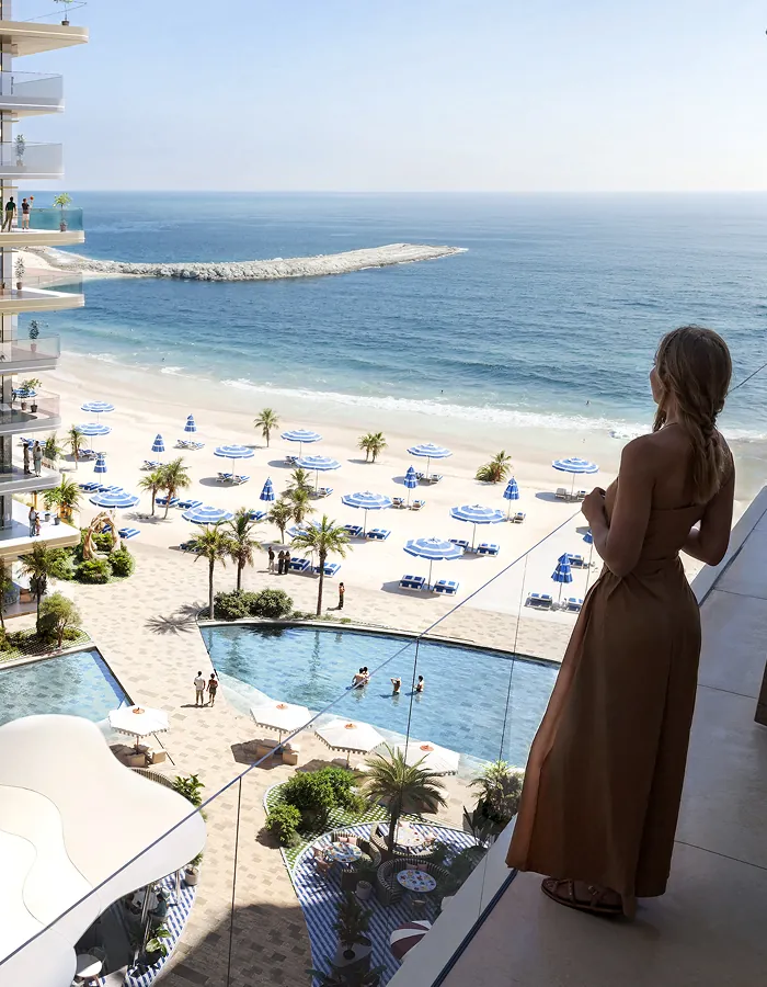 Beachfront view with pool