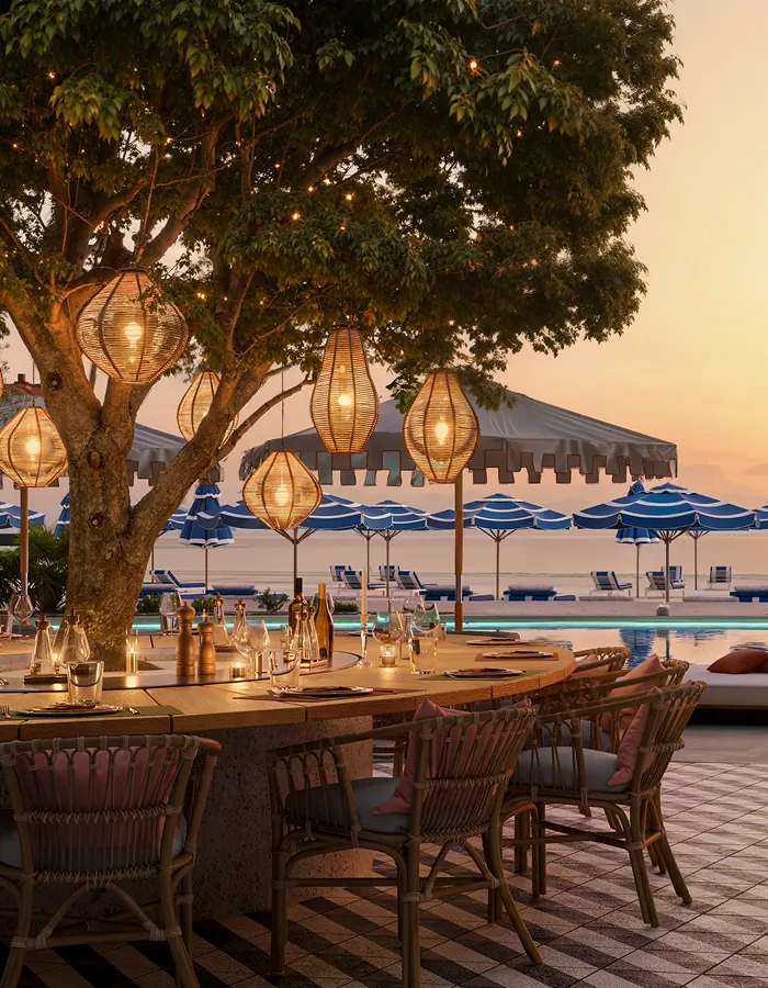 Sunset poolside dining