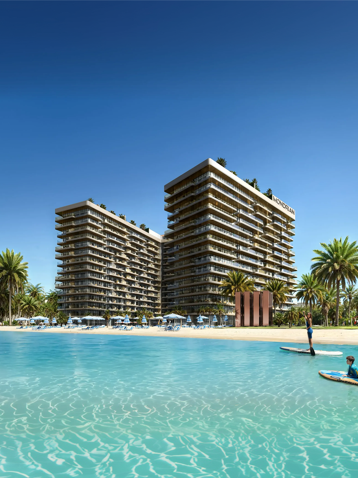 Luxury coastal architecture at Mondrian Al Marjan Island